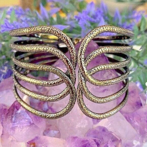 Vintage Bronzed Gunmetal Hinged Clamper Cuff Bracelet - Picture 8 of 8